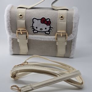 Sanrio Hello Kitty Faux Fur Trimmed 7.87"W x 6.10"H x 2.76"D Crossbody Bag